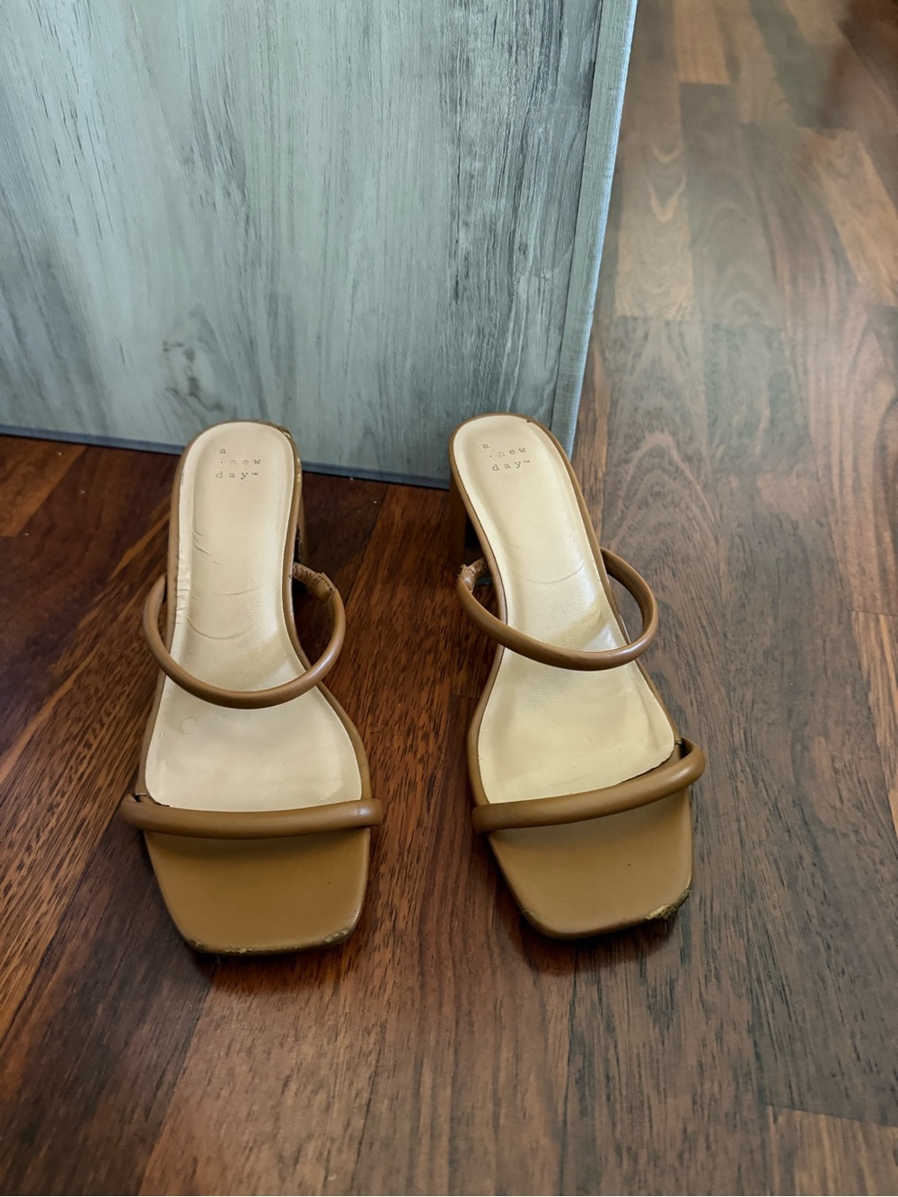 Minimal Tan Slide Sandals with Double Straps - Women